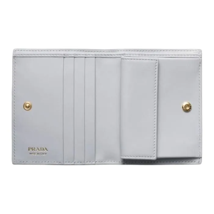PRADA Leather Wallet Regular Women's Pearl Gray-3