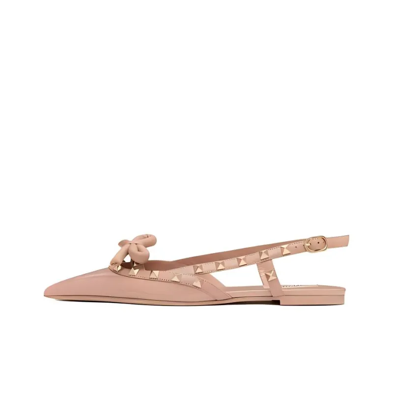 Valentino Garavani Rockstud Bow Slingback Ballerina Shoes-0