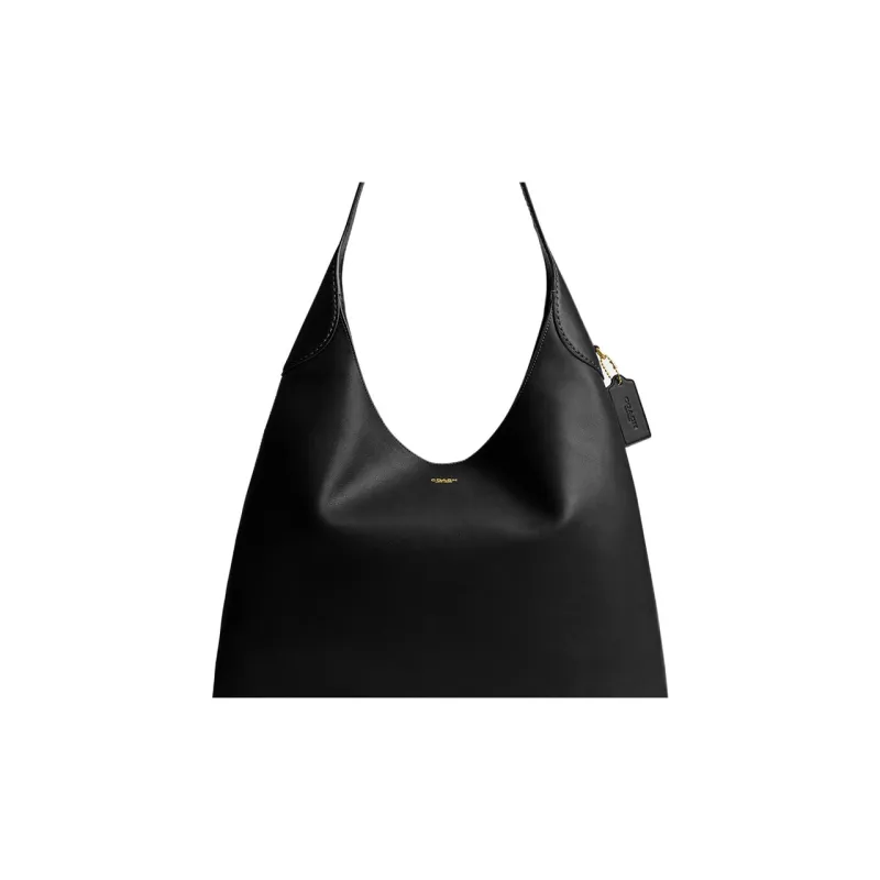 COACH Brooklyn Grain Leather Hobo Bag, Handbag, Shoulder Bag Large Size Women's Brass & Black-3