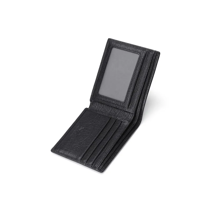 SEPTWOLVES Top Grain Cow Leather Wallet, Card Holder Men's Black-3