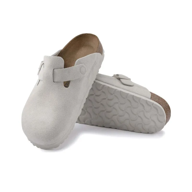 Birkenstock Boston Suede Leather Sandals 'Antique White' Women's-4