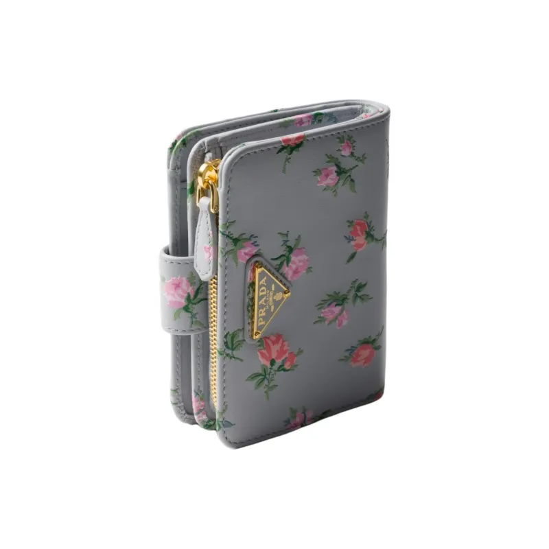PRADA Leather Wallet Women's Pearl Gray-1
