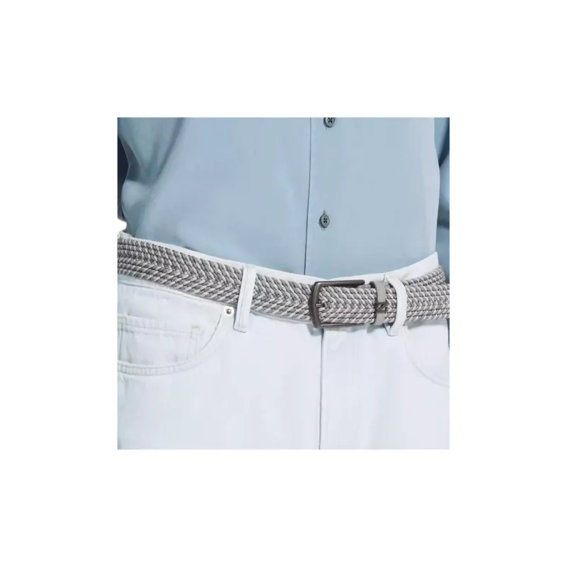 Zegna Rayon Leather Belts Men's Gray 3.2CM-2