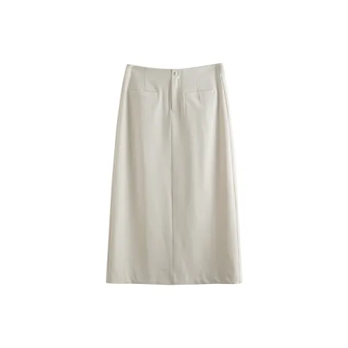 Olrain Casual Long Skirts Women's Oatmeal