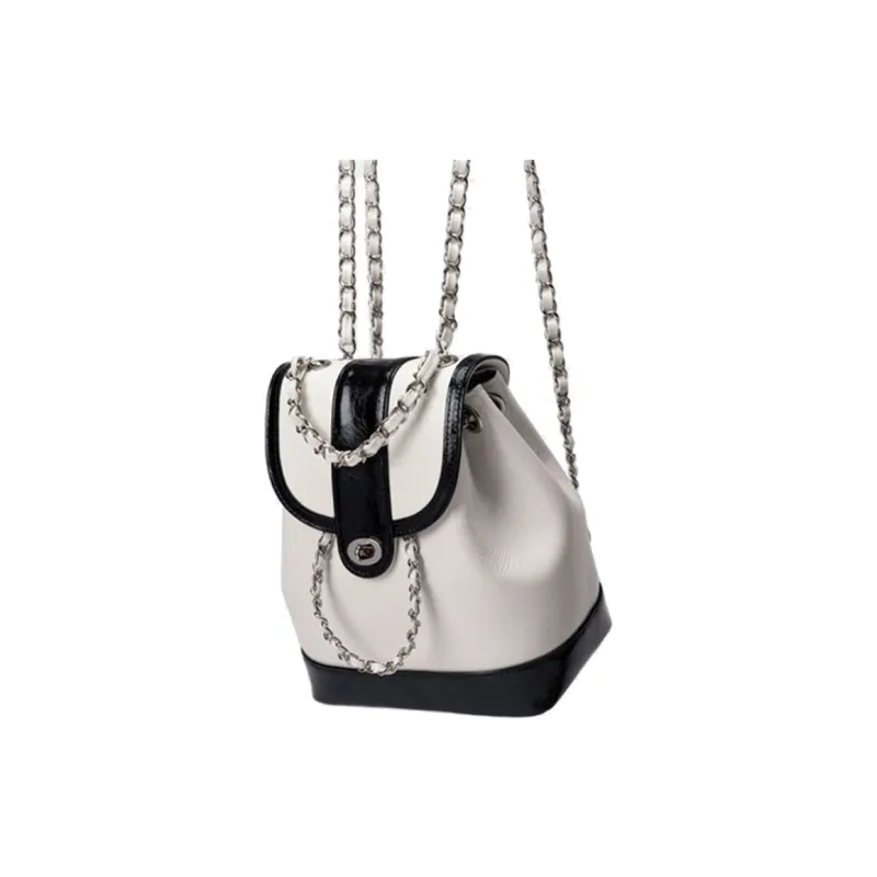 SEVENMOONS PU Backpack Regular Unisex Black/White/Black White/Silver-7