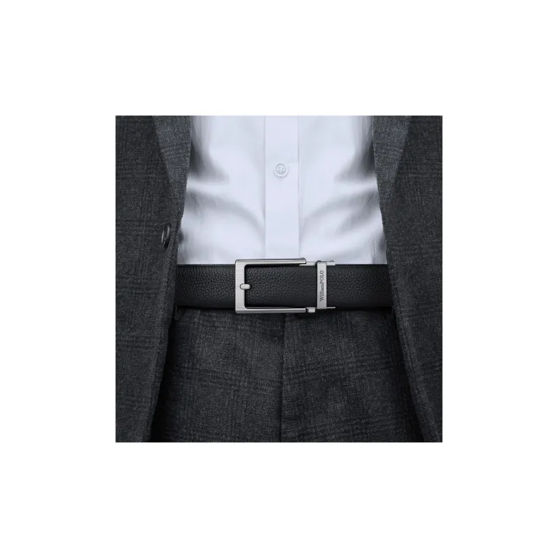 WilliamPOLO Top Grain Cow Leather Leather Belts Men's Matte Color 3.5cm Width-4