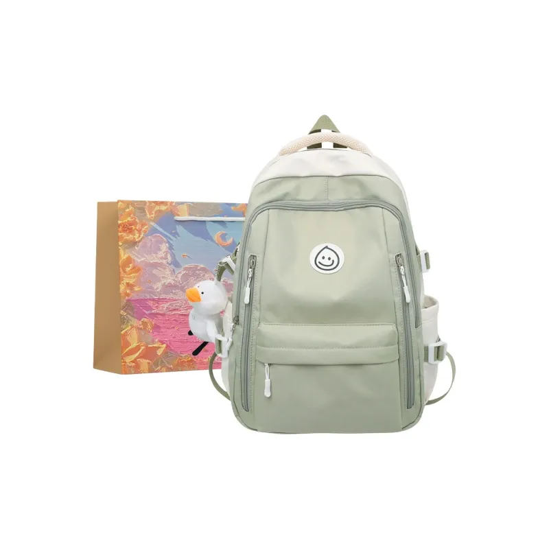 BRINCH Nylon Backpack Women's Black/Blue/Pink/Green-8