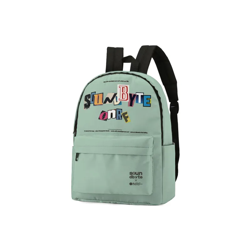 Soundbyte × ONRF Collaboration Polyester Students Backpack Laptop Bag Regular Unisex White-17