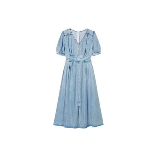 YINER GoodLand Short-Sleeved Dresses Women's Vintage Blue