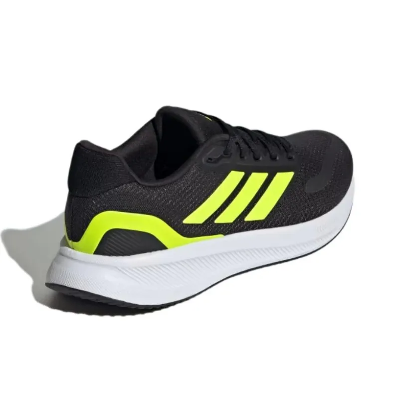 Adidas Runfalcon 5.0 Anti Slip Wear Resistant Low Top Casual Running Shoes Men's Black Yellow-3