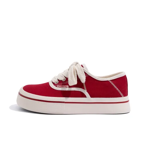 HUANQIU Canvas Shoes Women's Low-Top Red