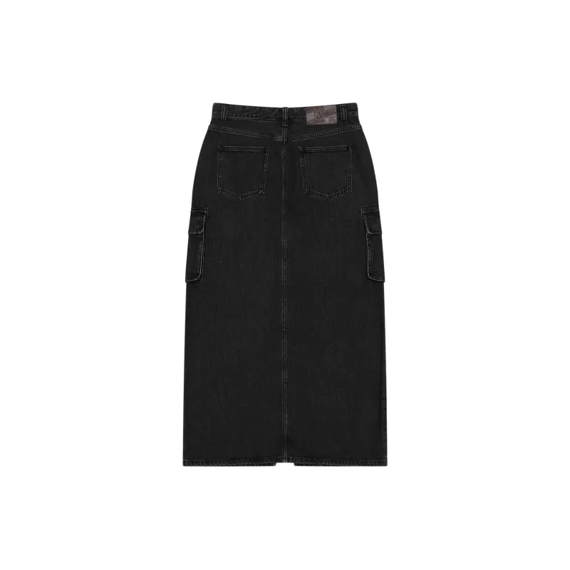 MLB New York Yankees Basic Collection 24FW Denim Long Skirts Women's Black-1