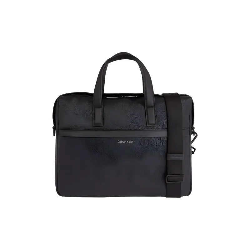 CALVIN KLEIN Polyurethane Portable One Shoulder Crossbody Laptop Bags Men's Black Egg Stone Color-2