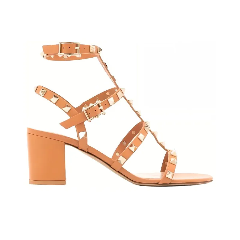 Valentino Rockstud One Strap Sandals Women's Orange-1