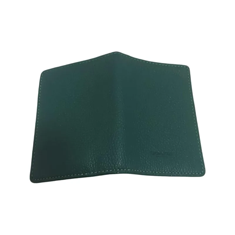 COACH Leather Card Holder, Wallet Mini Women's Green-2