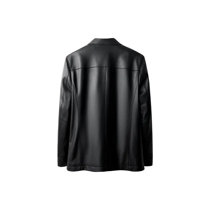 PIERRE CARDIN Leather Jacket Men's Black-1