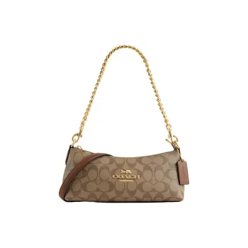 COACH Leather Baguette Bag Handbag Shoulder Bag Women's Brown