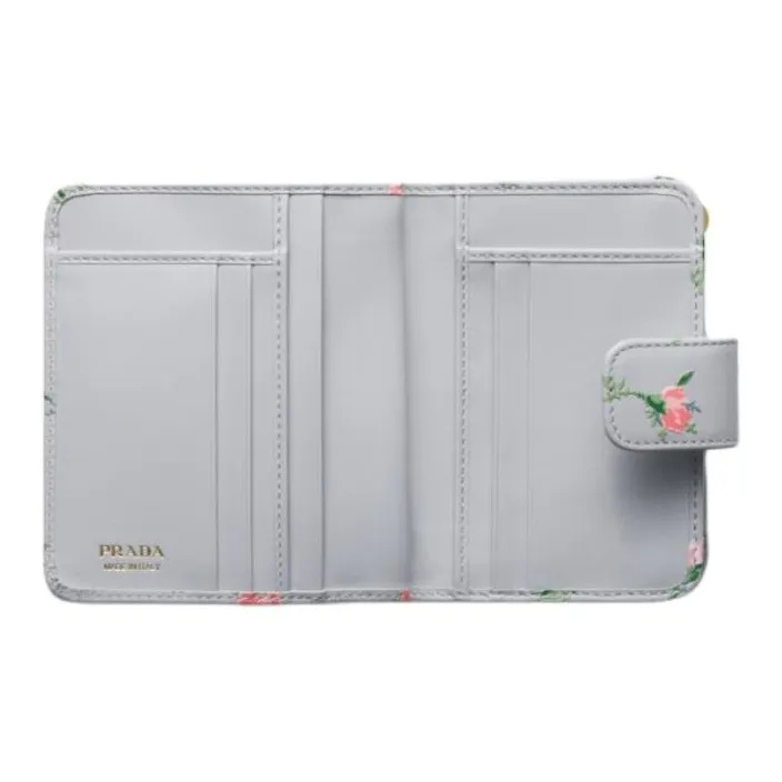 PRADA Leather Wallet Women's Pearl Gray-3
