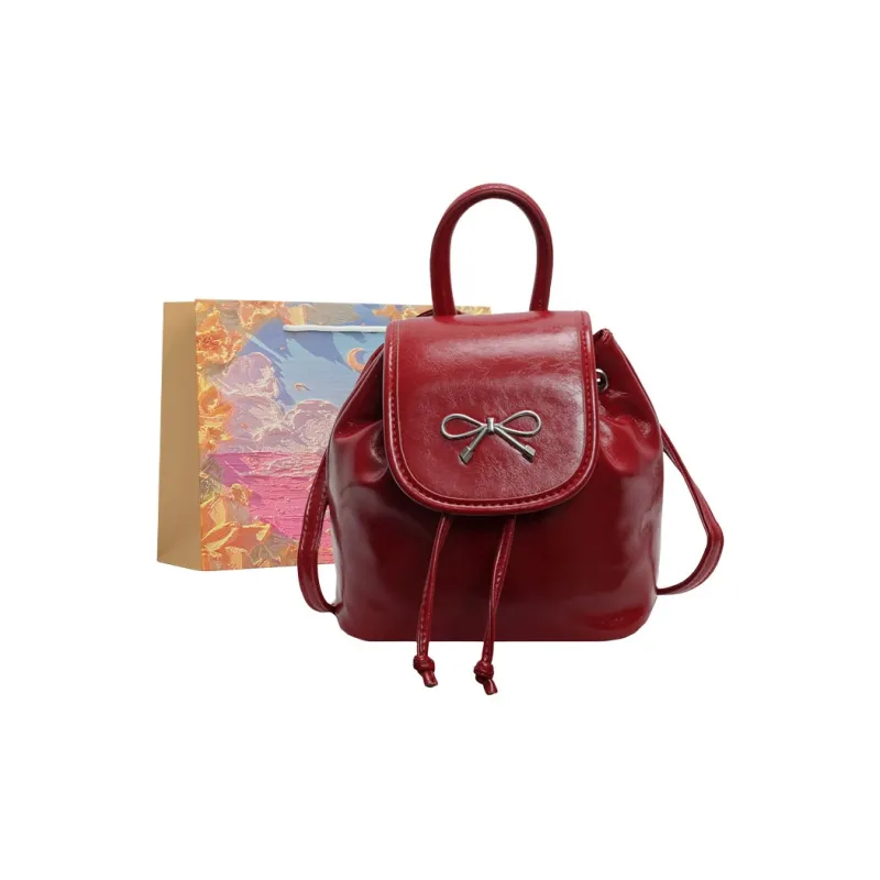 BRINCH PU Backpack Women's Black/Ecru/Coffee/Silver/Burgundy-12