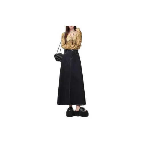 JASONWOOD Denim Long Skirts Women's Dark Blue