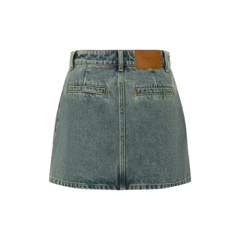 URBAN REVIVO Denim Short Skirts Women's Blue-1