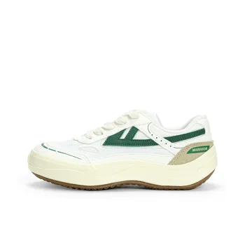 Warrior Anti Slip Wear Resistant Low Top Casual Shoes Unisex White Green