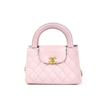 CHANEL Calfskin Shoulder Bag Crossbody Bag Handbag Mini Women's Light Pink