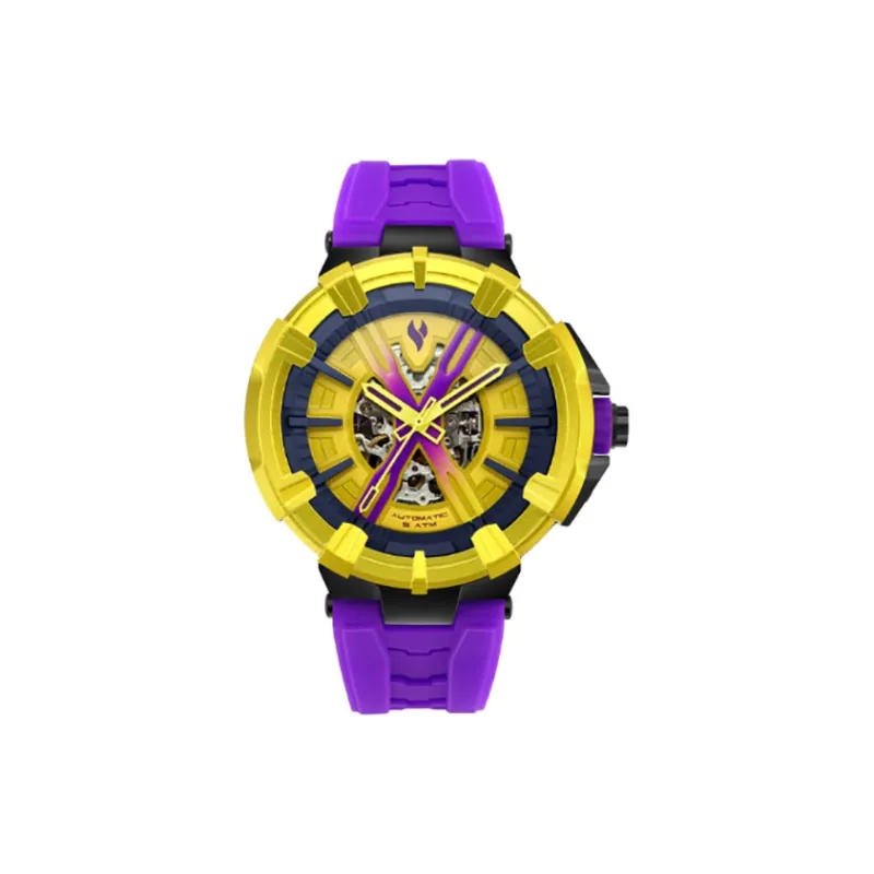 YOUNG STERNA Automatic Mechanical Movement Silicone Strap Watch Unisex Black Dial-0