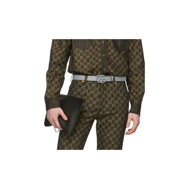 GUCCI Leather Belts Men Gray-1