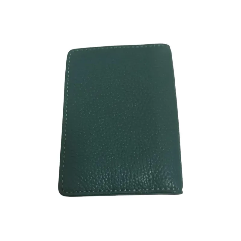 COACH Leather Card Holder, Wallet Mini Women's Green-1