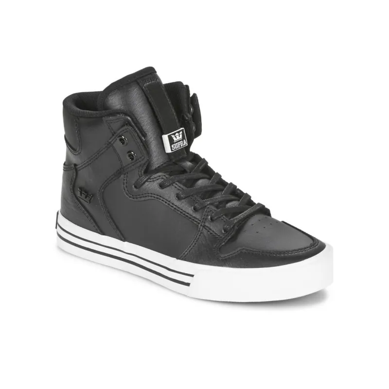 SUPRA Anti Slip Wear Resistant Mid Top Skateboard Shoes Unisex Black White-3