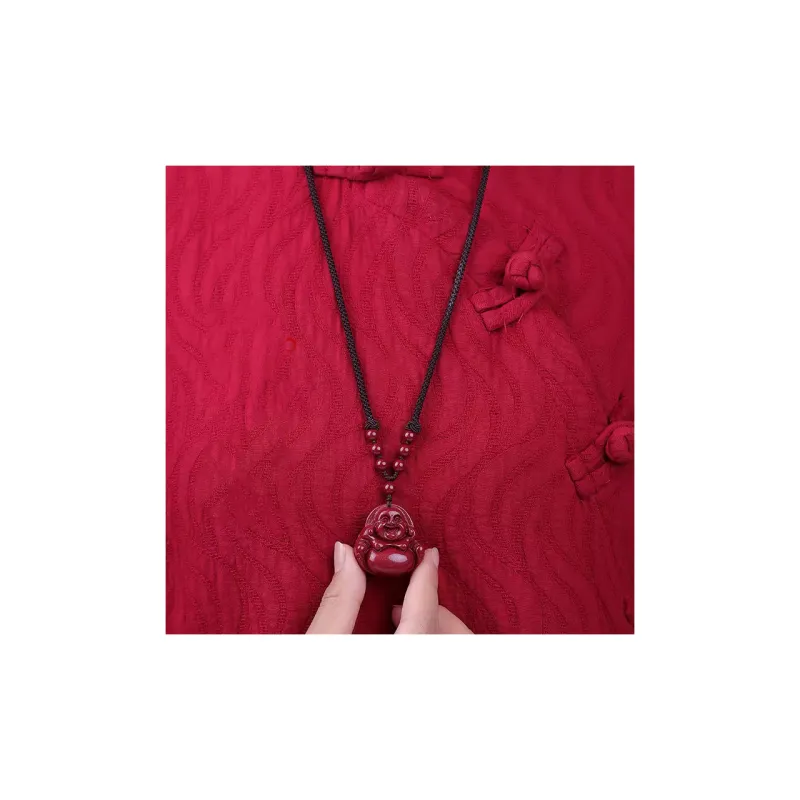 Lingxiang Yurun Reconstructed Cinnabar Jade Necklaces Unisex-6