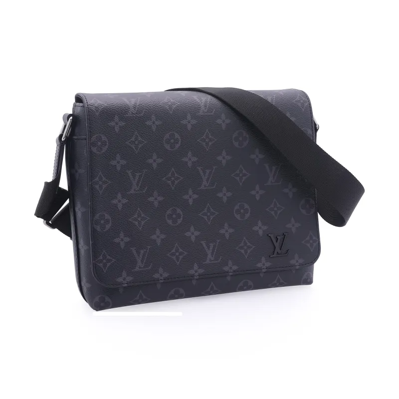 LOUIS VUITTON District Canvas With Leather Messenger Bag, Shoulder Bag, Crossbody Bag Trumpets Men's Black Gray-1