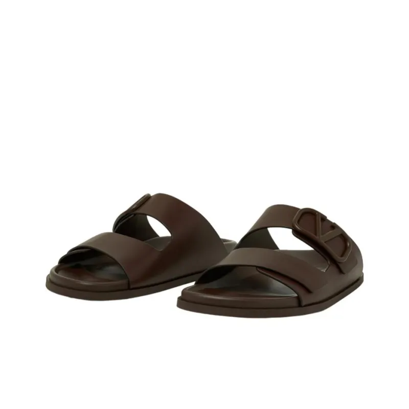 Valentino Vlogo Slide Slippers Men Brown-3