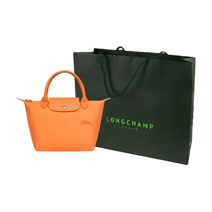 LONGCHAMP Le Pliage Green Recycled Canvas One Shoulder Handbag Small Size Women's Orange-7