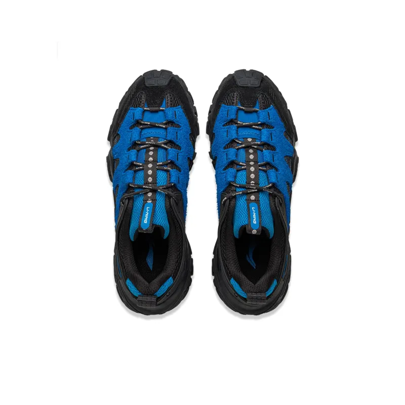 LiNing Dunes Cushioning Anti Slip Wear Resistant Breathable Height Increasing Low Top Casual Shoes Men's Black Blue-3