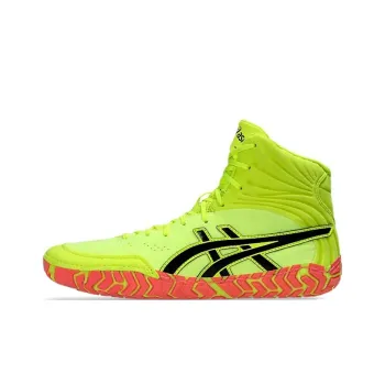 Asics Aggressor 5 Anti Slip Wear Resistant Mid Top Wrestling Shoes Men's Neon Yellow