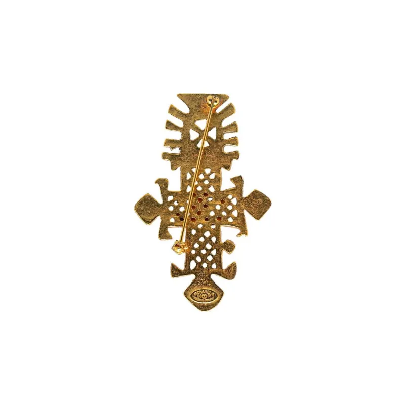 CHANEL 1994 Plated Cc Cross Costume Brooch-1