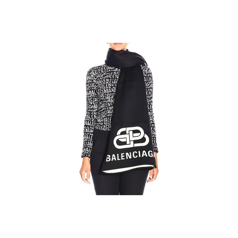 Balenciaga Blanket Bb Logo Wool Scarf-3