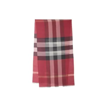 Burberry Wool Silk Nylon Metallic Polyester Knit Scarves Unisex Red