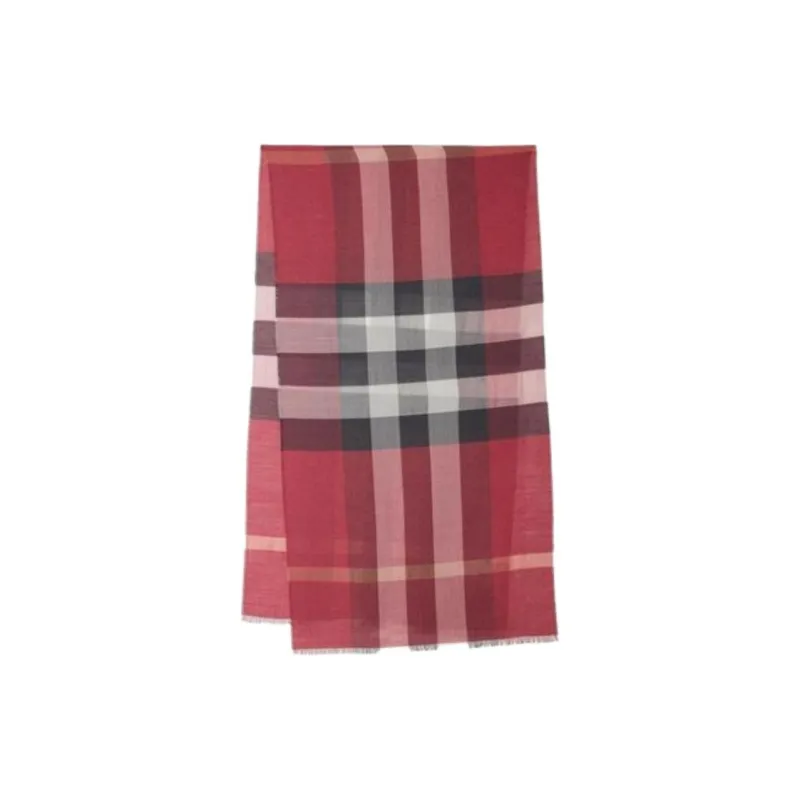 Burberry Wool Silk Nylon Metallic Polyester Knit Scarves Unisex Red-0