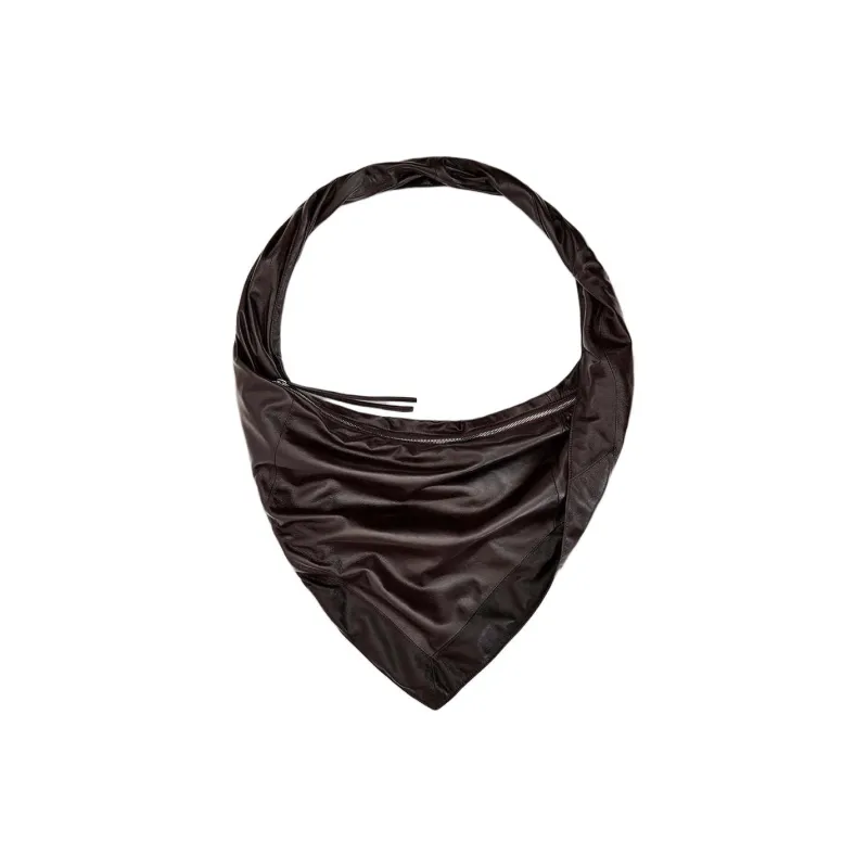 Lemaire Smooth Nappa Leather Scarf Bag, Crossbody Bag, Shoulder Bag Women's Dark Chocolate-1