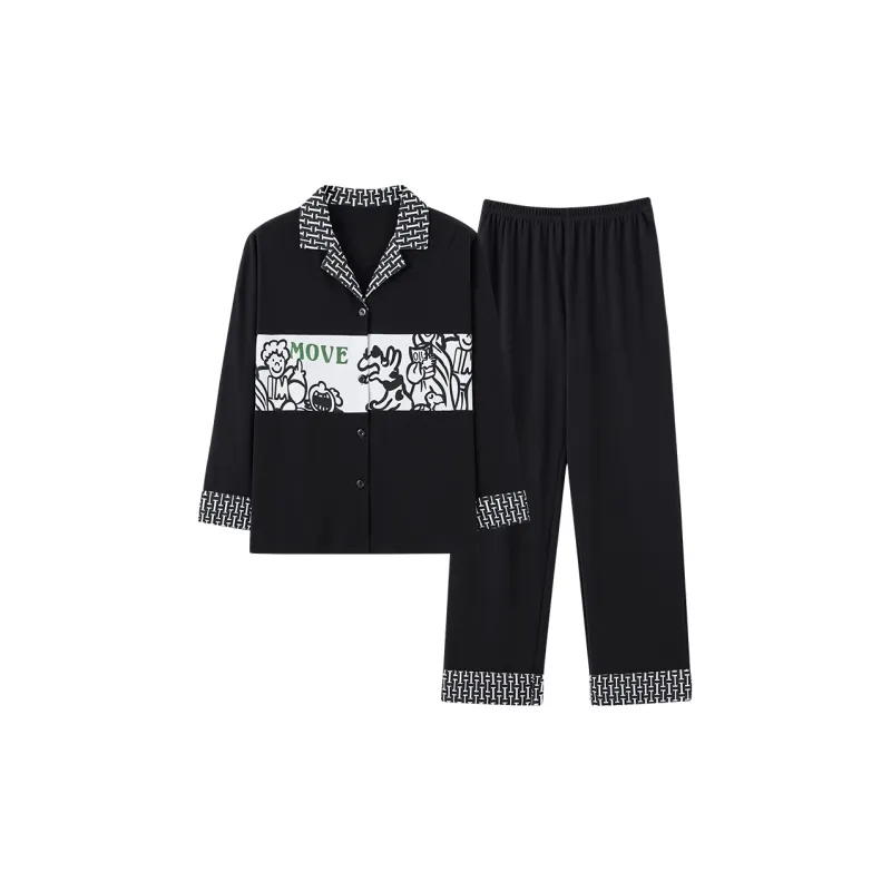 Qiao Ni Tong Pajama Set Women's Black-0