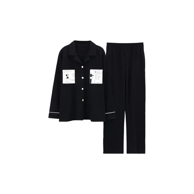 Qiao Ni Tong Pajama Set Women's Black-0