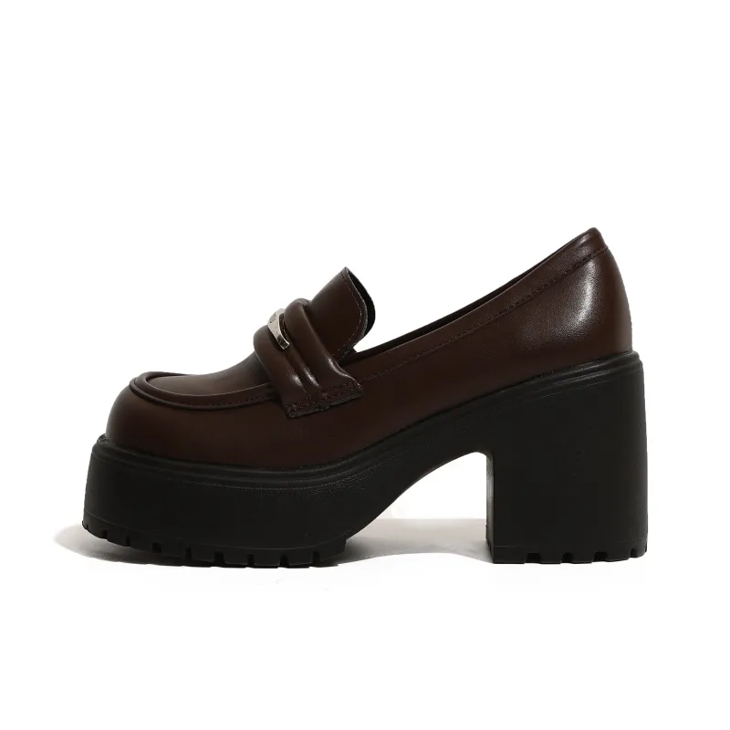 SHUXI Loafers Women's Black Glossy/Black Matte/Brown-15