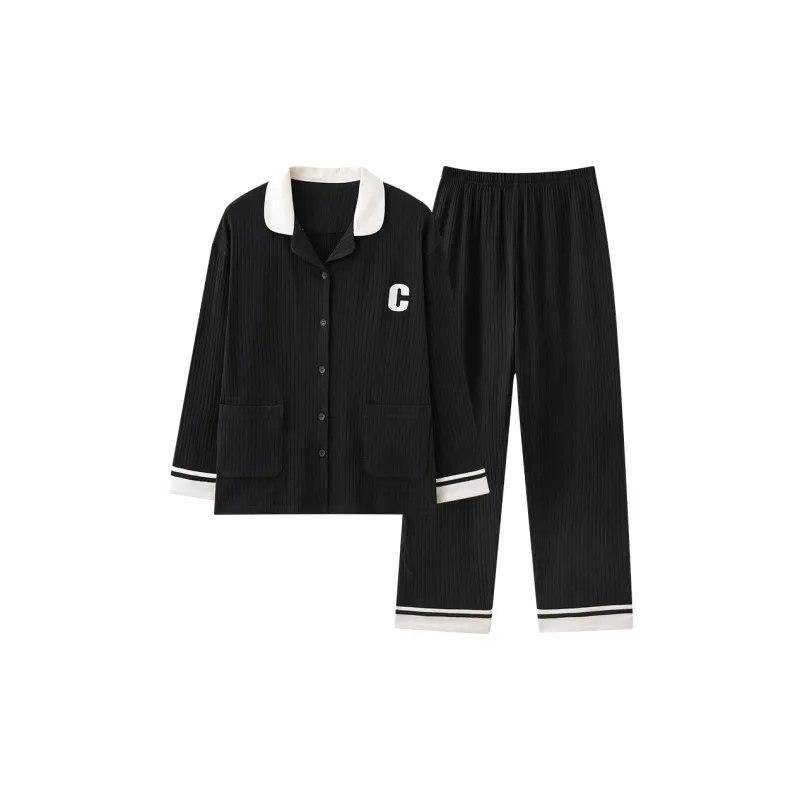 Qiao Ni Tong Pajama Set Women's Black-0