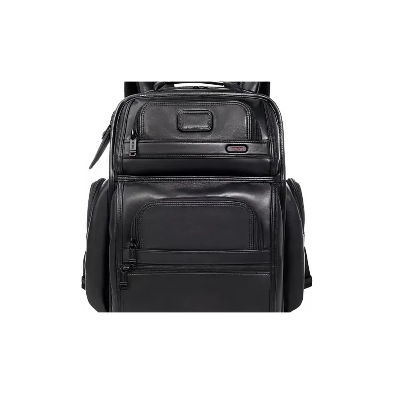 TUMI Cow Leather Backpack Men's Black-4