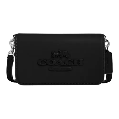 COACH Cow Leather Shoulder Bag Crossbody Bag Small Size Unisex Black
