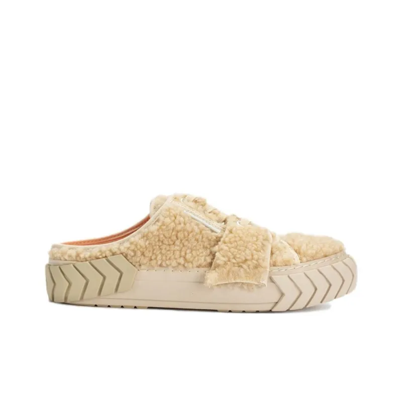 Both Closed Toe Slippers 3.8cm Women's Camel-1