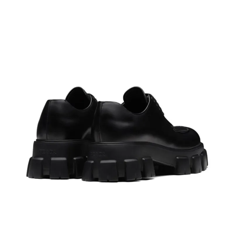 PRADA Monolith Brushed Leather Lace-up Shoes-2
